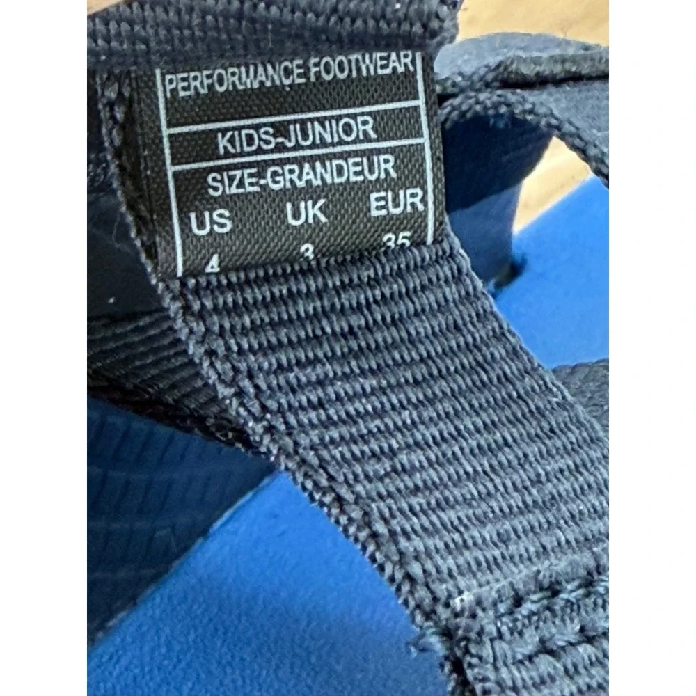 Chaco Chillos Slide Sandals Kids Junior 4 Black Blue Adjustable Z-Strap Sport